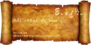 Bártfai Ákos névjegykártya